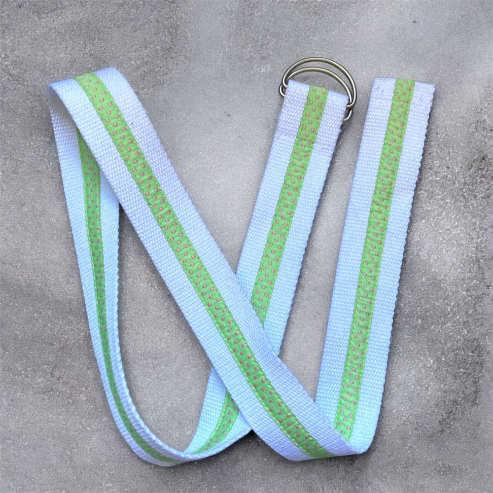 White and Green retro belt with pink polka dots